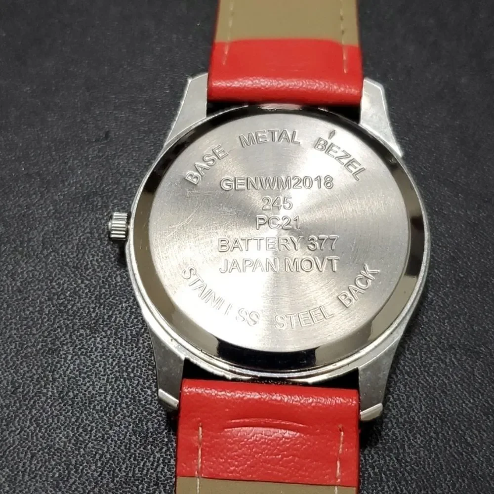 Red and yellow happy face emoji watch